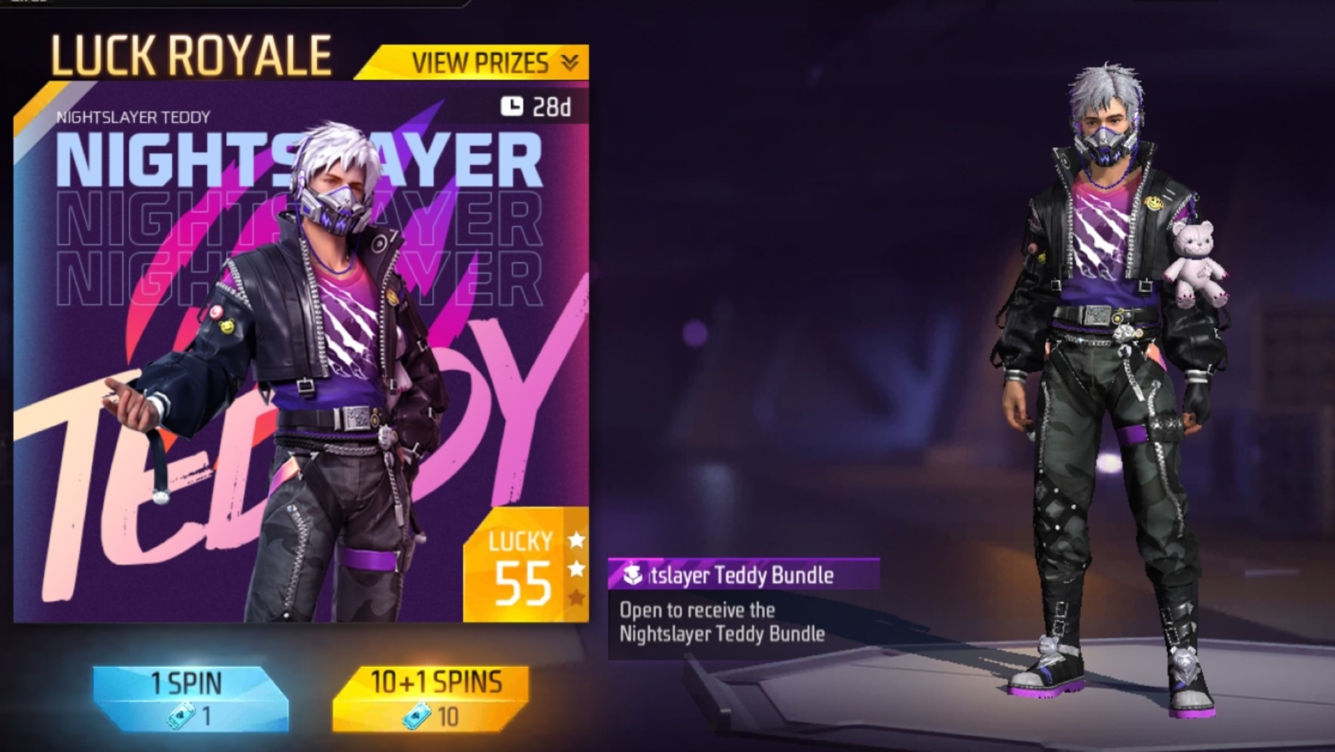 Free Fire Max New Diamond Royal Nitghtslayer Teddy Bundle FF News