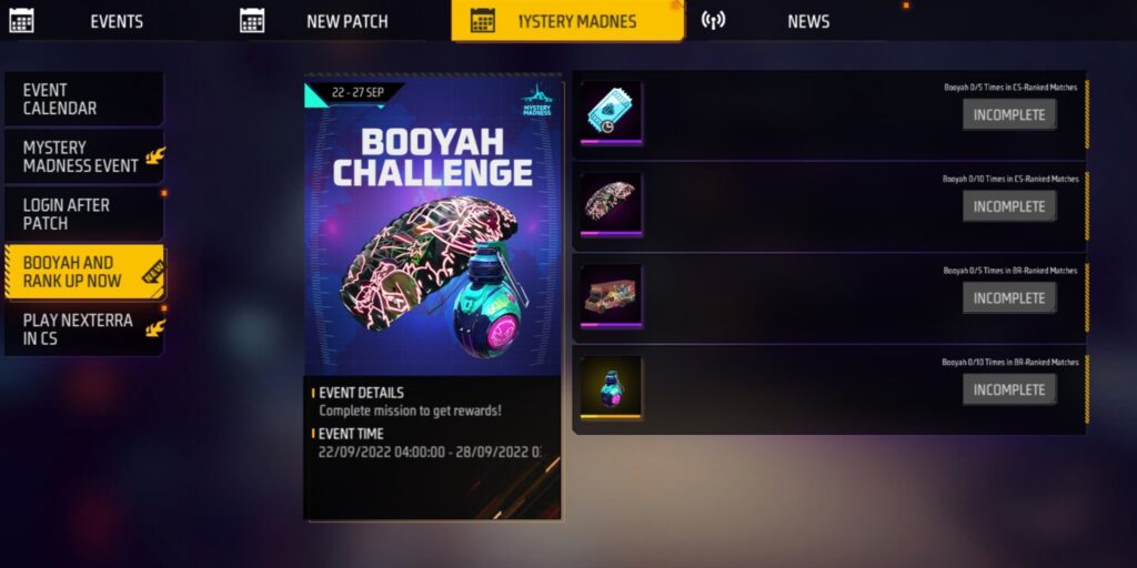 ff new event Booyah Challenge