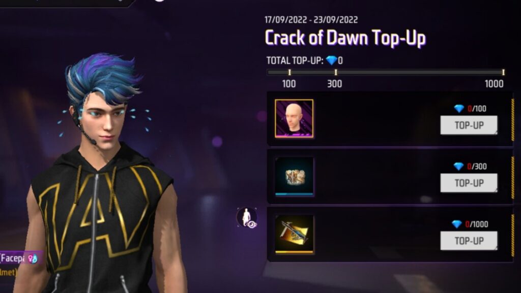 Crack of Dawn Garena Free Fire New Top Up Event