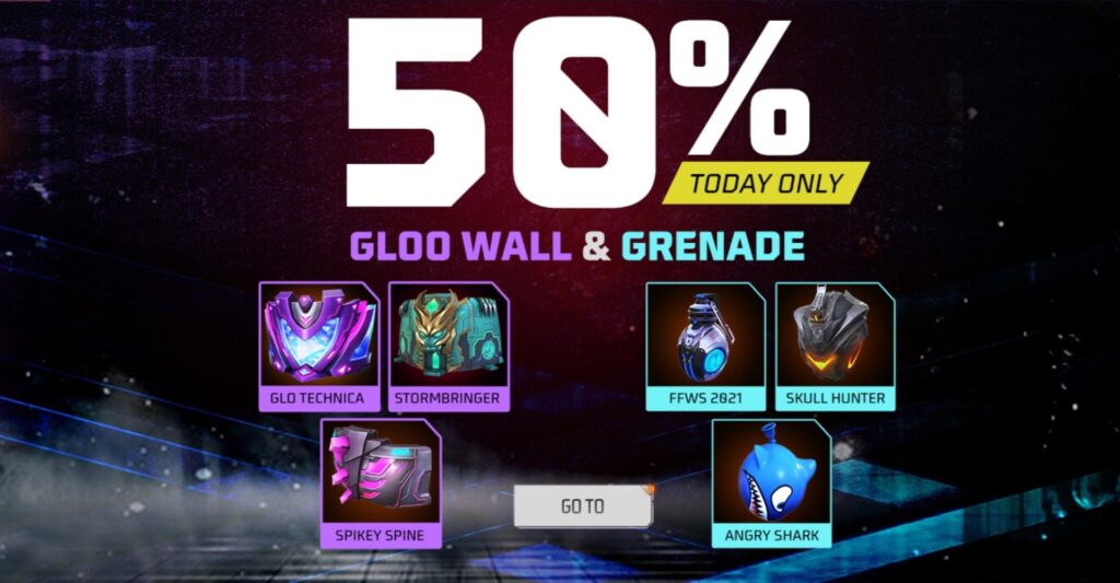 free fire max gloo wall and grenade skin offer