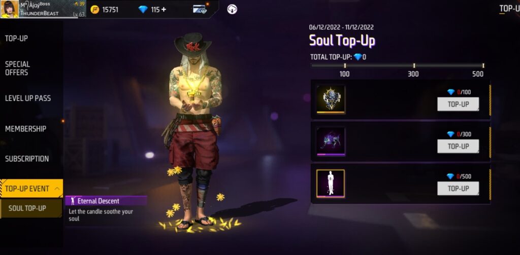 free fire max soul top up