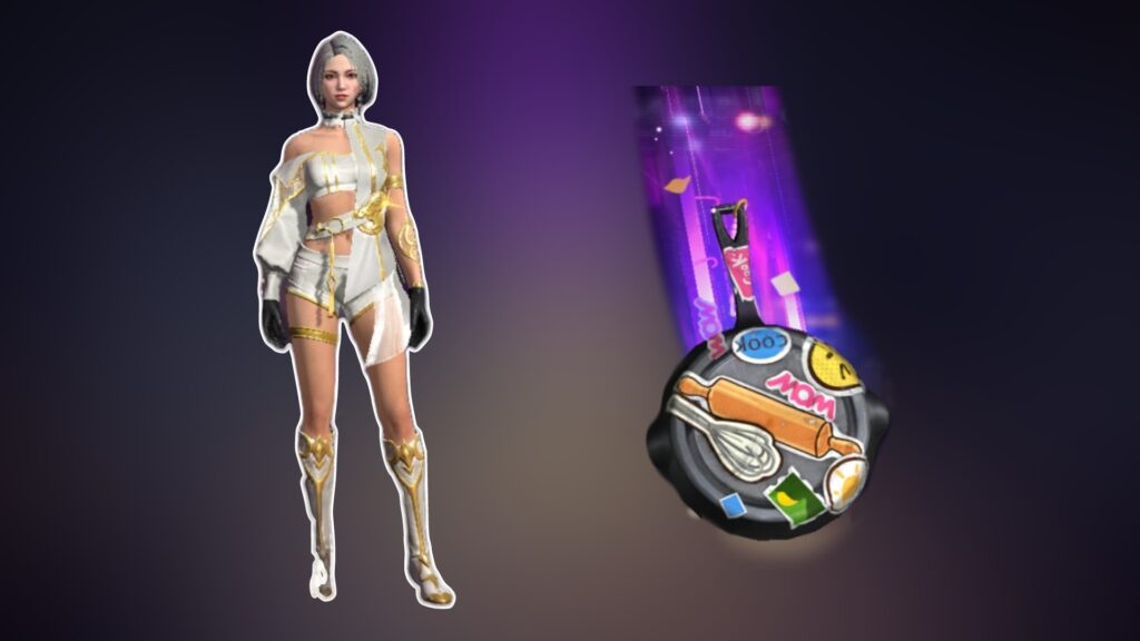 free fire new diamond royal(Lady baroque bundle) and new skyboard skin (Flying Pan)