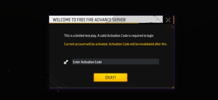Free Fire Advance Server Activation code