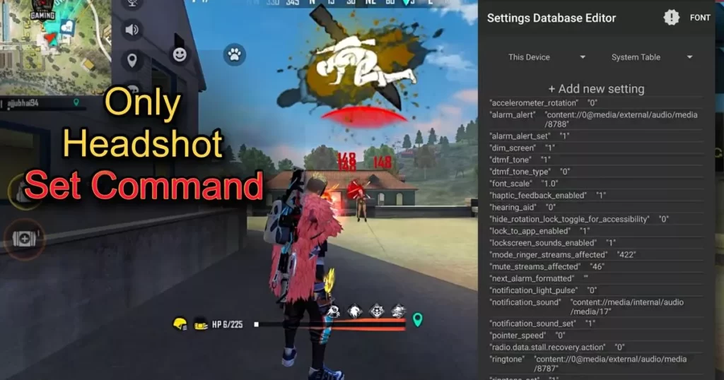 Set Edit Commands For Free Fire
