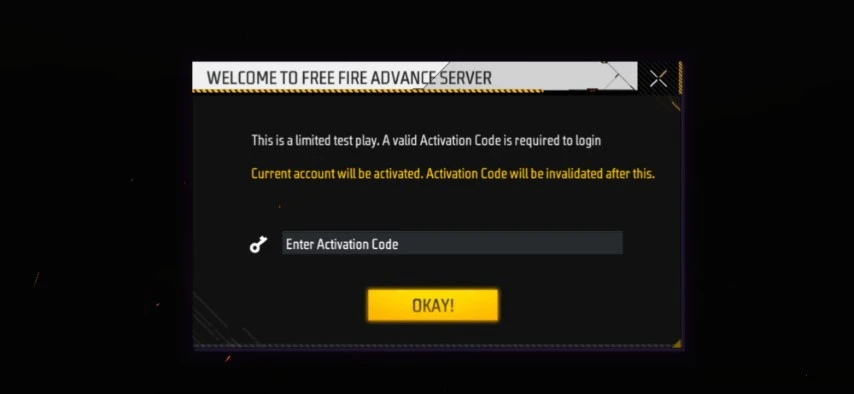 Free Fire Advance Server Activation
