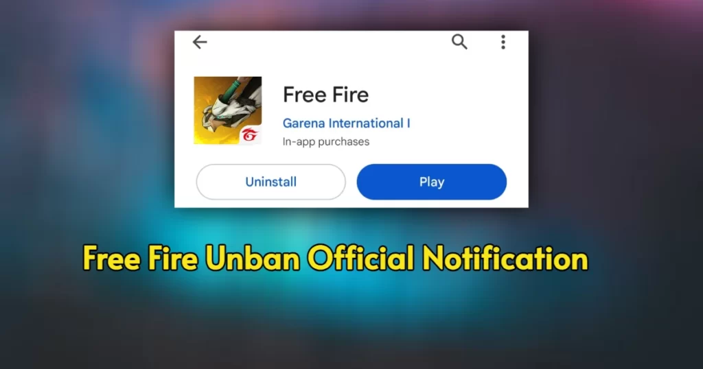 Free Fire Unban Official Notification